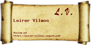 Leirer Vilmos névjegykártya